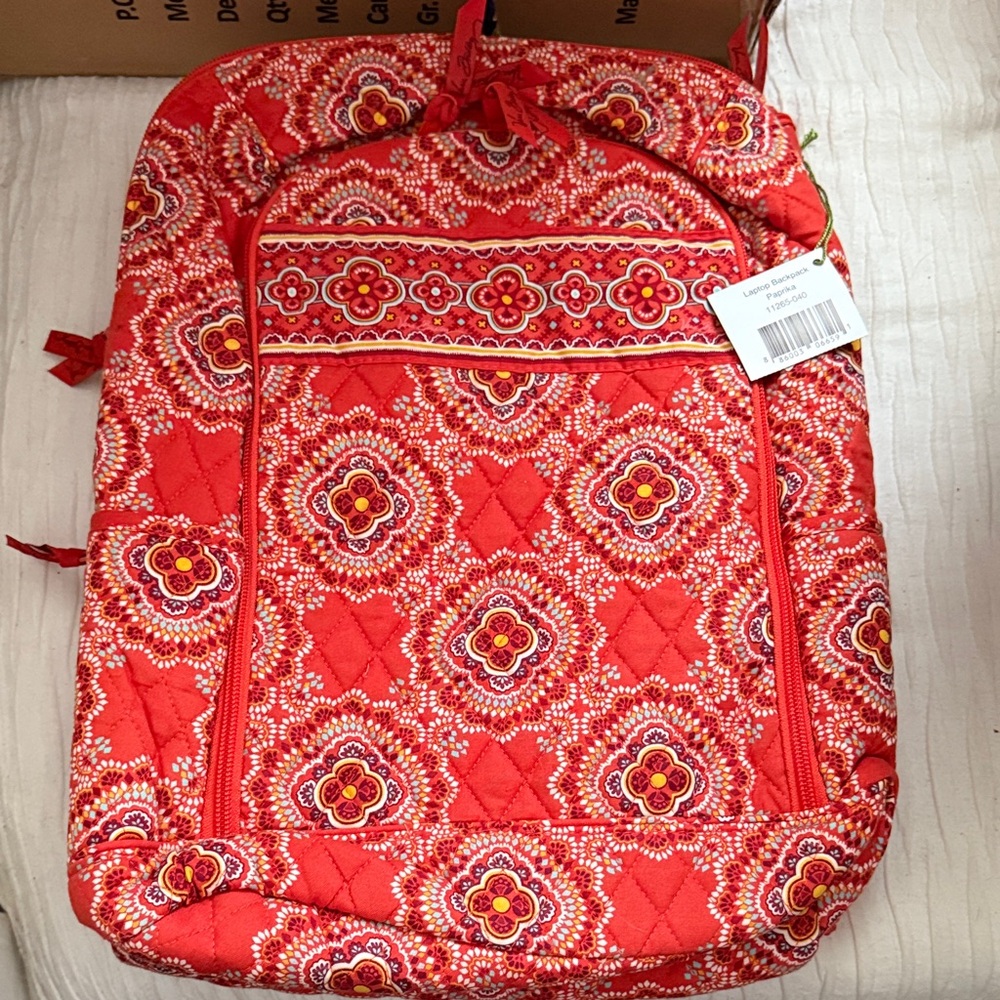 Vera Bradley Laptop Backpack NWT In The Pattern Paprika